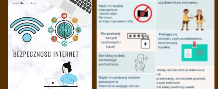 Powiększ obraz: Prace z uczniów zachęcające do bezpiecznego korzystania z internetu